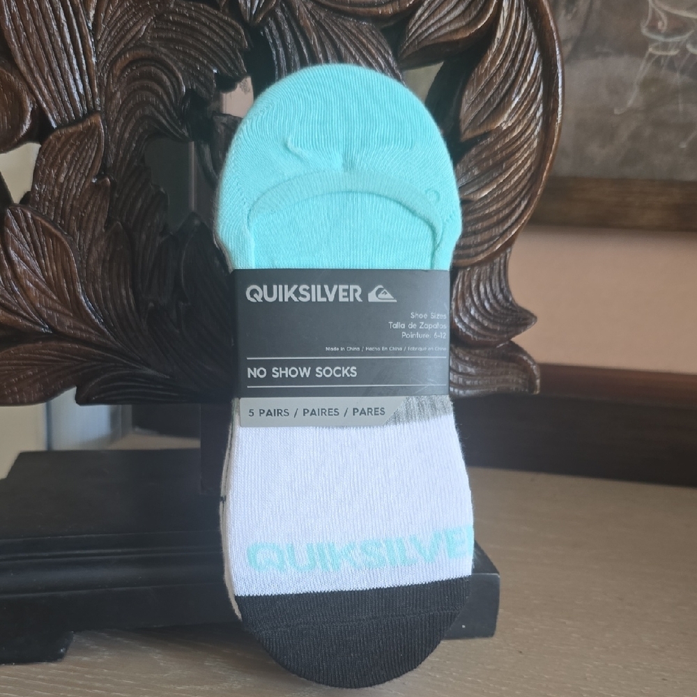 Quiksilver No Show Socks - Aqua, White, and Black💜